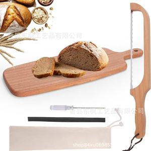 Wooden <b>Bread</b> <b>Knife</b> And Cutting Board Set 12 In Stainless Steel Blade Durable For Home Kitchen Baking - Product Image 1