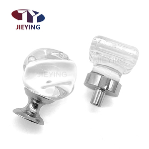 Jieying 유럽 서랍 캐비닛 도어 옷장 금속 기지 작은 손잡이 손잡이 투명 사각형 모양의 크리스탈 핸들 - Product Image 2