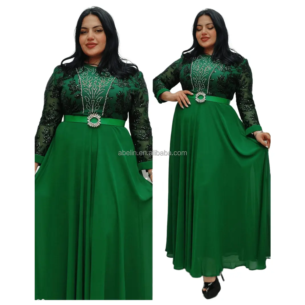 2023 African women's fashion chiffon Long dress African style elegant dress with belt