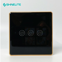Shinelite 2 ans de garantie panneau en verre trempé à cadre doré interrupteur tactile avec fil neutre