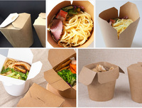 Emballage à emporter biodégradable pour sushi chinois à emporter pour aller boîte de papier de nouilles de riz de restaurant