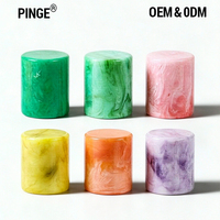 Bouchon de flacon de parfum en résine FEA15, motif marbré multicolore, forme cylindrique, personnalisable, pour flacon de parfum