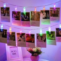 Guirlande lumineuse LED à piles avec 20 clips photo transparents, idéale pour les fêtes, les festivals et la décoration murale