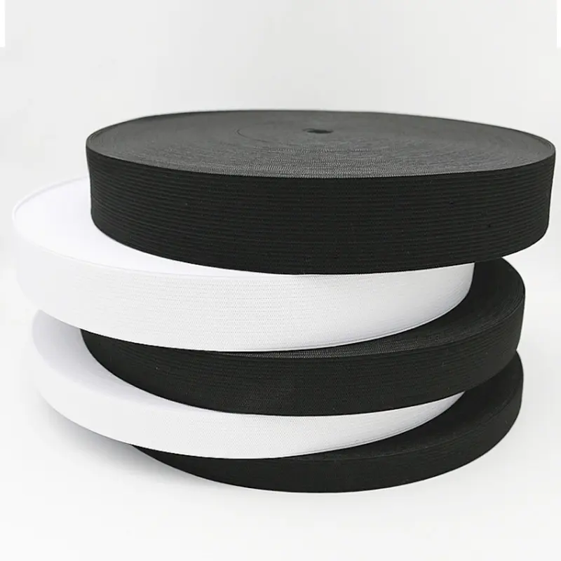 Custom 30ミリメートルHigh Quality Wholesale Elastic Band White And Black Color Elastic Various Size Flat Elastic
