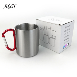 220ml moschettone mug commercio all'ingrosso doppia parete in acciaio inox tazza di caffè bicchieri di campeggio Con Moschettone Mug