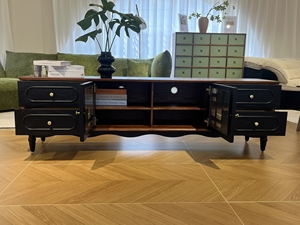 Muebles para el Hogar de Diseño Nuevo, Mesa de Centro y Mueble para TV de Estilo Francés con Almacenamiento, Mueble para TV de Madera Negra Moderno para Sala de Estar - Product Image 4