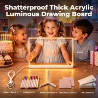 Tablette d'écriture transparente effaçable en acrylique avec LED RGB, affichage de messages personnalisés pour enfants