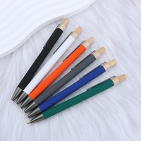 Stylo bille en aluminium recyclé style sport avec capuchon en bambou, logo laser personnalisé, largeur d'écriture 1,0 mm, cadeau de bureau