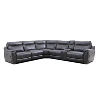 Sofá Seccional Reclinable Eléctrico de Cuero Genuino Estilo Americano MANWAH CHEERS para Sala de Estar