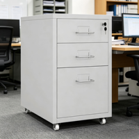 Armoire de classement verticale moderne en acier, 3 tiroirs, avec serrure, quatre roulettes, étagères réglables, écologique, durable, usage commercial