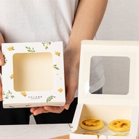 Boîte à tartelettes en gros, 2, 4 ou 6 packs, emballage jetable en papier avec fenêtre transparente et pelliculage mat pour boulangerie et pâtisserie