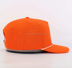 Casquette de baseball imperméable à visière incurvée avec logo en PVC à 5 panneaux, personnalisable en gros, pour sports de plein air, mode, orange, casquettes de golf - Product Image 2