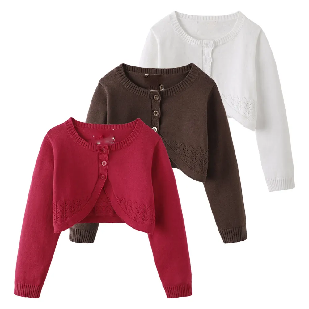 Groothandel Kleine Meisjes Gebreide Lange Mouw Knoopsluiting Bolero Cardigan Herfst Top Coat