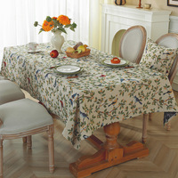 Nappe de table rectangulaire de luxe en jacquard, nouveau style chinois, motif feuilles vertes fraîches et oiseaux, pour table à manger et table basse