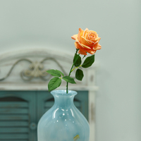 Rose artificielle turque de haute qualité, toucher réel, rose étincelant, décoration intérieure, mariage, Thanksgiving, Noël, 66 cm
