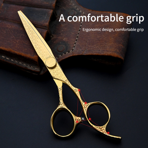 SHENQISHI <span class=keywords><strong>Ciseaux</strong></span> à Cheveux Dorés en Acier VG10 Professionnels Salon 6.0" 6.5" <span class=keywords><strong>Ciseaux</strong></span> à Effiler à Lame Texturée Premium - Product Image 5