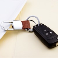Porte-clés en cuir en alliage de zinc avec logo gravé au laser personnalisé, porte-clés de voiture, cadeau promotionnel d'entreprise, unisexe