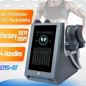 Alta Frecuencia 4 manijas pérdida RF EMS quemador de grasa forma del cuerpo esculpir EMS estimulador muscular RF esculpir máquina emslim