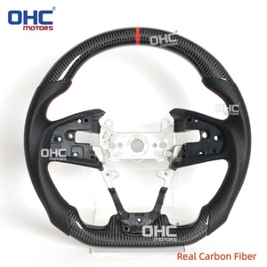 Volante LED de fibra de carbono en stock en EE. UU. para <span class=keywords><strong>Honda</strong></span> Civic 10.ª generación <span class=keywords><strong>Type</strong></span> <span class=keywords><strong>R</strong></span> FK8 2017-2021, completamente en cuero/fibra de carbono con hidroimpresión/embellecedores - Product Image 5