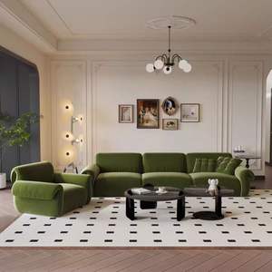 Canapé Octopus Rétro Français, Ligne Droite, Rembourré, Remplissage en Mousse, pour Salon, Style Crème, Design Vintage - Product Image 4