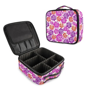 High Quality Pink Hibiscus Design Professional Artist <b>Storage</b> Bag <b>Makeup</b> Bag Hawaii Travel Organizer Cosmetic Case for Women - Product Image 2