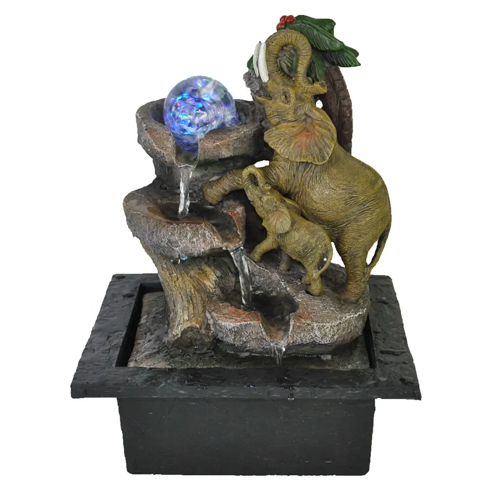 Полимерная скульптура животного, настольный водяной фонтан, маленькая статуя слона