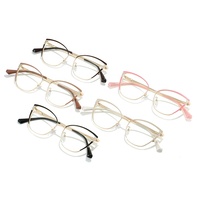 Moda señoras mujeres Rosa ceja patchwork oro metal cuadrado lado diamante armacao de oculos anti luz azul lentes gafas