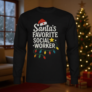 T-shirt à manches longues sur le thème médical « Le travailleur social préféré de Père Noël » - Product Image 3