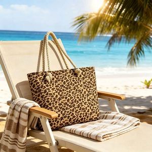 Custom Leopard Print Tote <b>Large</b> Capacity Canvas Shoulder <b>Bag</b> for Shopping Travel Wholesale - Product Image 3