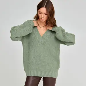 Pull tricoté à manches longues pour femme, chandail surdimensionné, de haute qualité, décontracté, de noël, automne et hiver