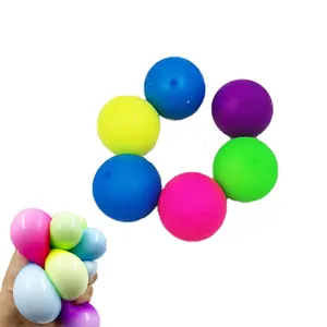 Ee672 bolas de apertar para crianças, bolas de apertar, coloridas, pegajosas, alívio de estresse, bolas de espremer, brinquedo espremer