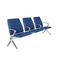 Banc d'attente public en aluminium avec coussin en PU et accoudoirs pour aéroport et hall de banque