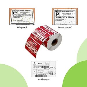 Autocollants d'expédition pour colis fragiles, 500 étiquettes par rouleau, adhésif permanent résistant pour la protection des boîtes de déménagement et des colis de fret - Product Image 3