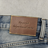 Etiquetas de Cuero Genuino Personalizadas, Ecológicas, con Logotipo Grabado, para Jeans, Accesorios de Ropa, Fabricante OEM