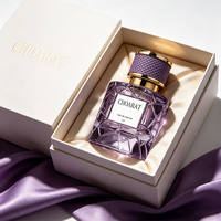 Flacon de parfum vide haut de gamme en verre facetté de 100 ml et 50 ml avec col doré, prix d'usine, vente en gros personnalisée