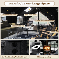 Tente pneumatique noire de luxe en coton 13.6, confortable pour les aventures en plein air, abri de camping gonflable portable