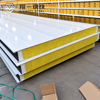 Panel Sandwich Metal Rock Wool PU Edge untuk Pelapis Dinding Gudang dengan Permukaan Baja Kekuatan Tinggi