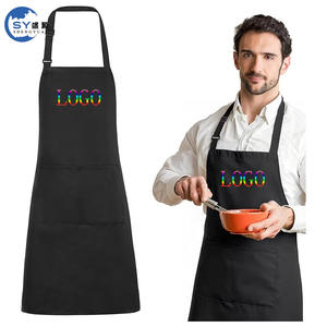 Celemek Dapur Unisex dengan Logo Kustom yang Dapat Disesuaikan, Celemek Masak dengan <span class=keywords><strong>2</strong></span> Kantong, Celemek Koki untuk Wanita Pria, Kerajinan, BBQ, Menggambar - Product Image 1