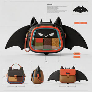 Sac Ita personnalisé en forme de chauve-souris gothique design avec fenêtre transparente sac à dos Ita personnalisé en forme de chauve-souris - Product Image 5