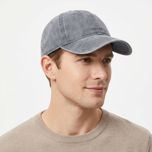 Casquette de baseball unisexe Huzu Enterprises à 6 panneaux, gris uni, en coton satiné, réglable avec boucle à œillet, toutes saisons - Product Image 6