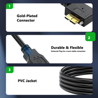 Cable USB 3.0 de 3.3 Pies, Tipo A Macho a Micro B Macho, Ángulo Recto de 90 Grados, Material de PVC, Conductor de Cobre Puro Blindado para Computadora/Impresora
