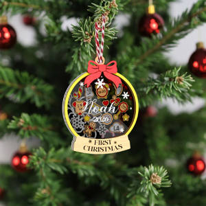 Personnaliser 2026 bébé premier ornement de Noël nom date de naissance poids hauteur lieu de naissance mémoire cadeau nouveau-né pépinière décoration - Product Image 2