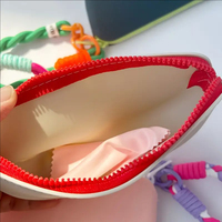 Portable fermeture à glissière étui à lunettes en Silicone souple lunettes lunettes de soleil sac de rangement pochette avec lanière pour voyage