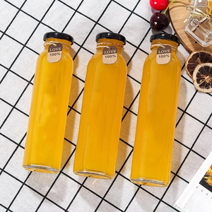 Botella de Vidrio Transparente Redonda Vacía al por Mayor de 150ml 250ml 300ml 350ml 500ml para Leche / Jugo / Té / Bebidas con Tapa de Rosca - Product Image 2