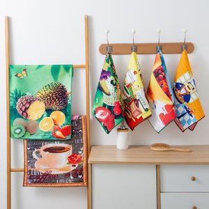 Serviettes de cuisine en microfibre imprimées 40x60 cm, séchage rapide, motif floral rectangulaire, pour la décoration de la maison et la cuisine - Product Image 1