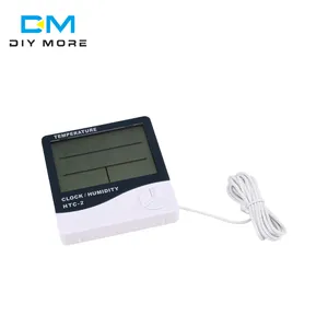 LCD Electronic Digital Hygrograph Clock,Home Thermometer,Hygrometer,Indoor And Outdoor Weather Station,HTC-1,HTC-2