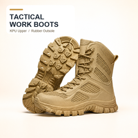 Bottes de sécurité tactiques à tige haute en KPU avec semelle extérieure en caoutchouc, bottes de travail à lacets
