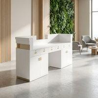 Bureau de réception de luxe avec plateau en marbre, finitions dorées et tiroirs verrouillables, taille personnalisée, mobilier de salon