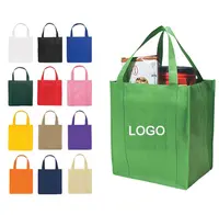 Custom Print Eco Reusable Supermarket Grocery Promotion Shopping Non-woven Carry Fabric Tote Bag