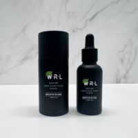 Vente en gros de flacons compte-gouttes en verre noir mat de luxe vides de 15 ml à 100 ml pour huile essentielle pour barbe et cheveux, avec impression sérigraphique et boîte magnétique